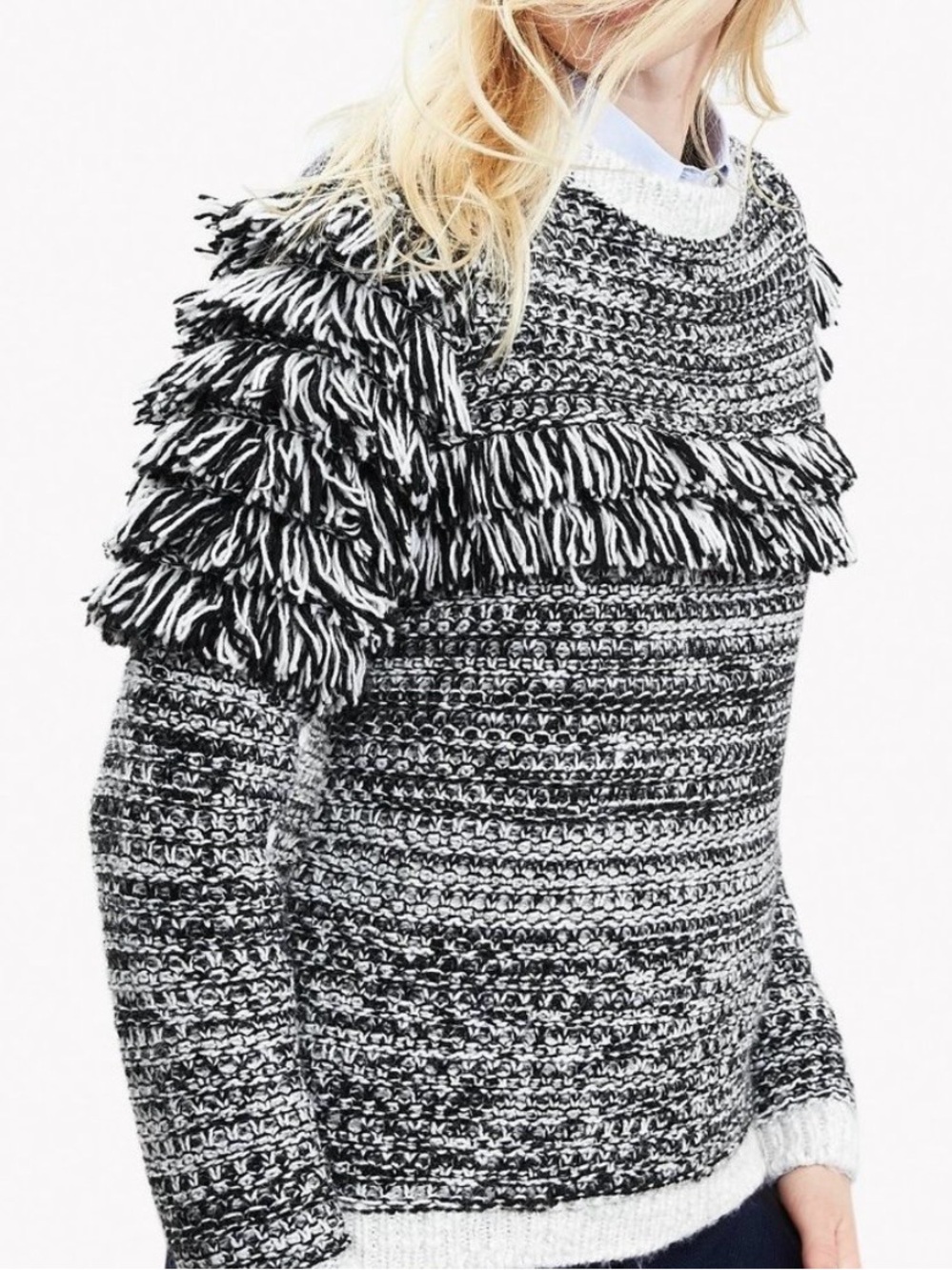 Banana Republic Chunky Wool Alpaca Fringe Sweater